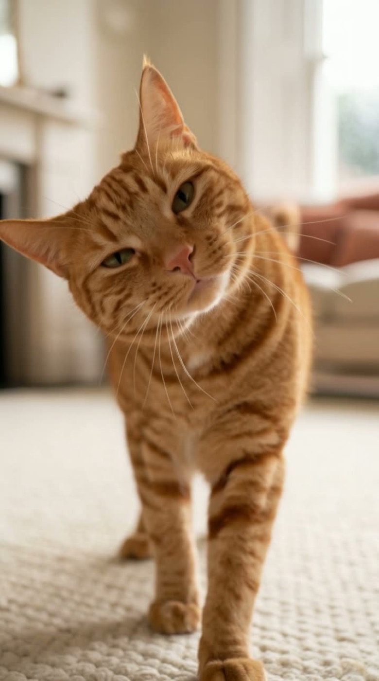 Simba the ginger cat tilting his head with a slow blink